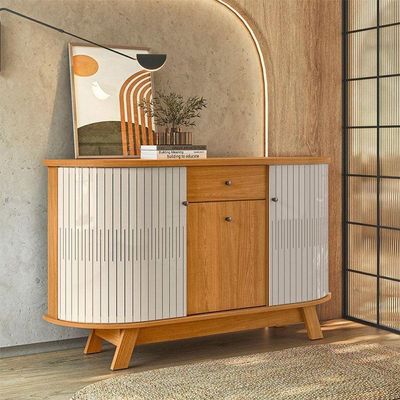 Aparador Para Sala Buffet Monza E Cristaleira Moss Cinamomo Off White – Madetec