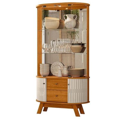 Aparador Para Sala Buffet Monza E Cristaleira Moss Cinamomo Off White – Madetec
