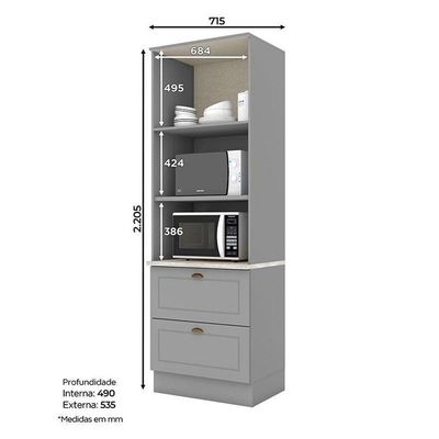 Torre Quente 2 Fornos Nova York Cinza Com Tampo Calcare – Henn