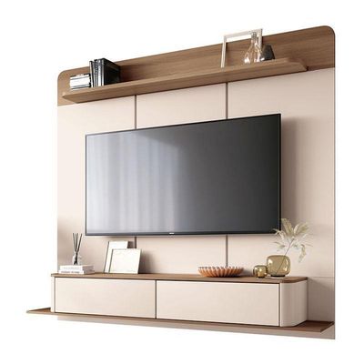 Home Suspenso Galax Castanho Off White E Kit Mesa De Centro Sky Off White- Hb Móveis