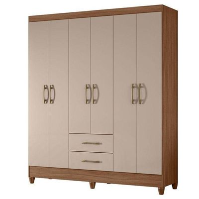 Guarda Roupa Casal Ambiente Panamá 6 Portas Carvalho Fendi - Moval
