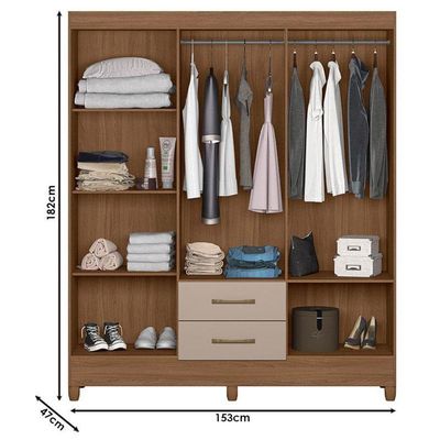 Guarda Roupa Casal Ambiente Panamá 6 Portas Carvalho Fendi - Moval