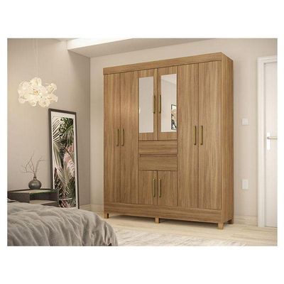 Guarda Roupa Casal Munique Amêndola Touch Com Espelho – Demóbile