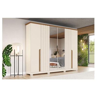 Guarda Roupa Casal Napoli 6 Portas Off White Nature - Henn