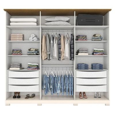 Guarda Roupa Casal Napoli 6 Portas Off White Nature - Henn