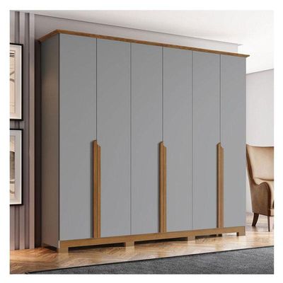 Guarda Roupa Casal Andréas 6 Portas Cinza Nature - Henn