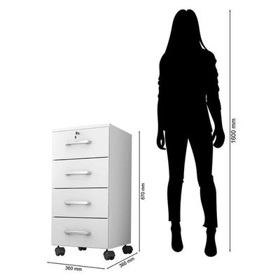 Mesa Para Computador E Gaveteiro Gávea Com Chave 4 Gavetas Branco Fosco - Móveis Leão