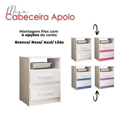 Mesa De Cabeceira Infantil Apolo Branco Flex - Moval