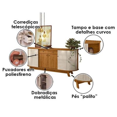 Aparador Para Sala Buffet Mônaco Cinamomo Off White – Madetec