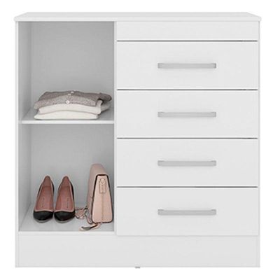Cômoda Montevidéu E Guarda Roupa Casal Flash 2 Branco Flex - Demóbile