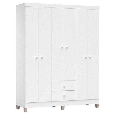 Cômoda E Guarda Roupa 6 Portas Baby Kids Branco Brilho – Incorplac