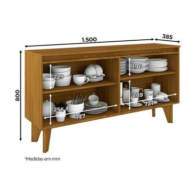 Cristaleira Liz E Aparador Buffet Ambar Off White Nature – Henn