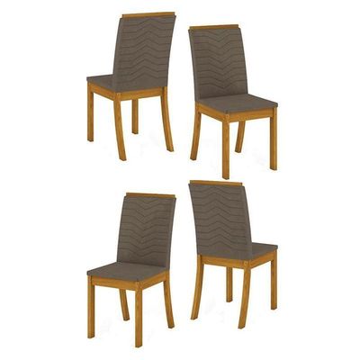 Cadeira Para Mesa De Jantar Dina Kit 04 Peças Bege – Henn
