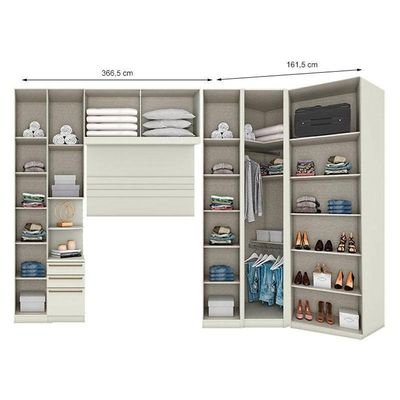 Quarto Modulado Casal Ambiente Composição 3 New Predileto 6 Peças Areia - Henn