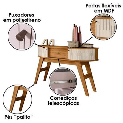 Rack Bancada Valência Com Aparador Estoril Cinamomo Off White – Madetec
