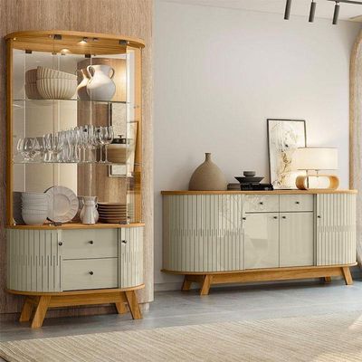 Aparador Para Sala Buffet Mônaco E Cristaleira Moss Cumaru Opala – Madetec