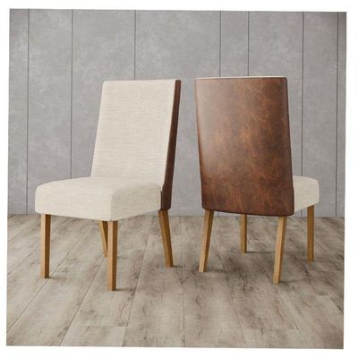 Cadeira Para Mesa De Jantar Ambiente Anne Kit 2 Peças Nature Courano Linho - Henn