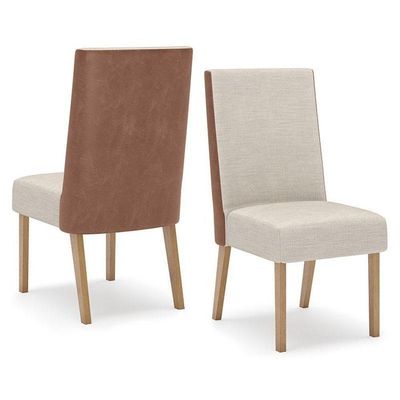Cadeira Para Mesa De Jantar Ambiente Anne Kit 2 Peças Nature Courano Linho - Henn