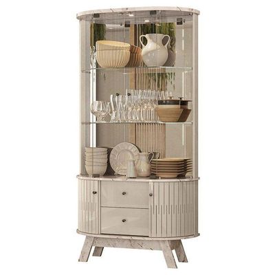 Aparador Para Sala Buffet Monza E Cristaleira Moss Calacata Off White – Madetec