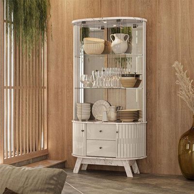 Aparador Para Sala Buffet Monza E Cristaleira Moss Calacata Off White – Madetec
