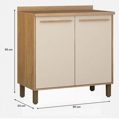Balcão De Cozinha 800 2 Portas Salvador Cinamomo Off White - Valdemóveis