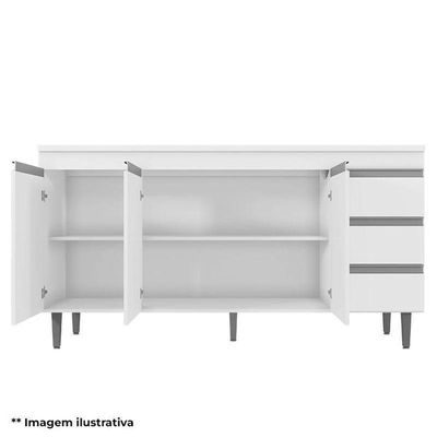 Balcão De Cozinha Andréia Com Tampo 150cm Amêndoa Branco - Ajl