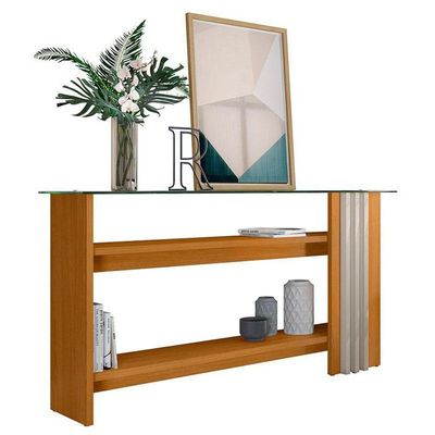 Estante Home Theater ícaro Com Aparador Frizz Cinamomo Off White - Madetec