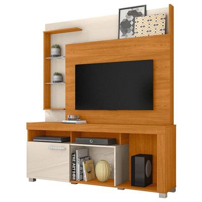 Estante Home Theater ícaro Com Aparador Frizz Cinamomo Off White - Madetec