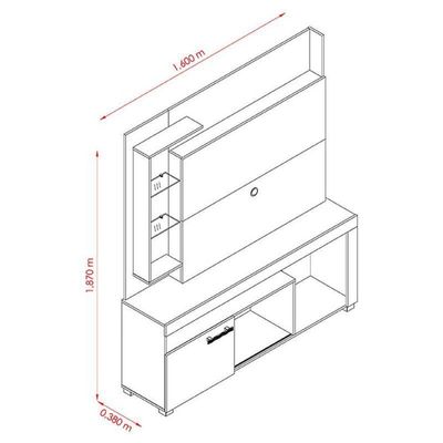 Estante Home Theater ícaro Com Aparador Frizz Cinamomo Off White - Madetec