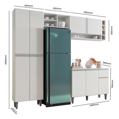 Cozinha Ambiente Vanessa E Balcão De Pia Tatiane 120 Cm Branco Brilho - Ajl