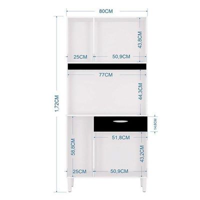 Cozinha Kit Cassia 6 Portas Branco Preto - Poquema
