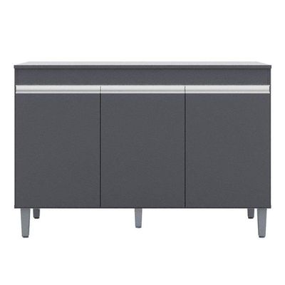 Balcão De Cozinha Ambiente Manu Com Tampo 120 Cm Cinza Fosco - Ajl