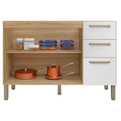 Balcão De Pia Ambiente Mad Versalhes 120 Cm Com Tampo Freijó Supremo - Kits Paraná