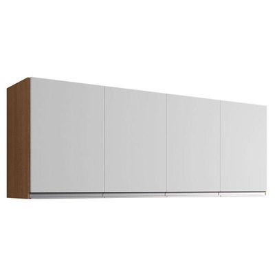 Armário Aéreo Para Cozinha Ambiente Andréia 4 Portas 150cm Amêndoa Branco - Ajl