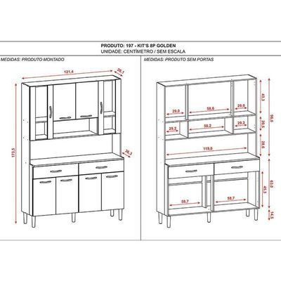 Kit Cozinha Ambiente Golden 8 Portas Freijó Gris - Kits Paraná