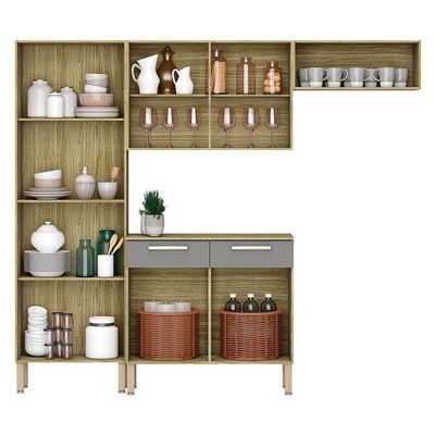 Kit Cozinha Ambiente Nala 4 Peças Freijó Gris - Kits Paraná