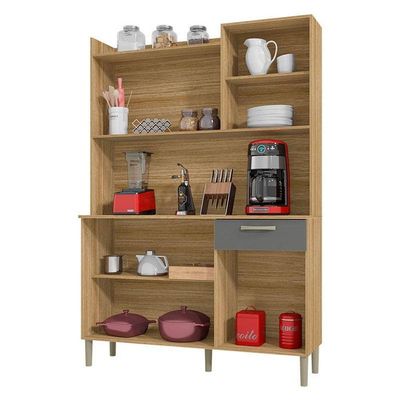 Kit Cozinha Ambiente Gênova 6 Portas Freijó Gris - Kits Paraná