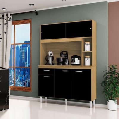 Cozinha Kit Duda 120 Cm Damasco Preto – Poquema