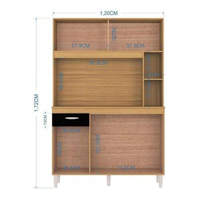 Cozinha Kit Duda 120 Cm Damasco Preto – Poquema