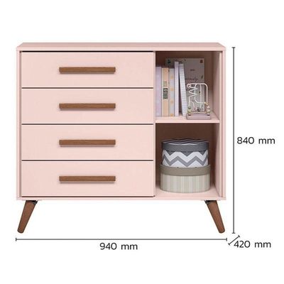 Cômoda 3825 E Guarda Roupa 3830 Q Encanto Retrô Rosa - Qmovi