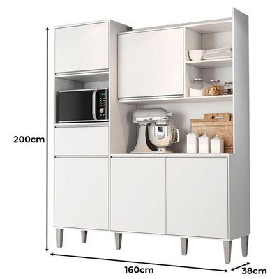 Armário Para Cozinha Kit Ambiente Isabel Branco Brilho - Ajl