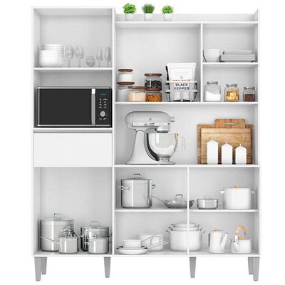 Armário Para Cozinha Kit Ambiente Isabel Branco Brilho - Ajl