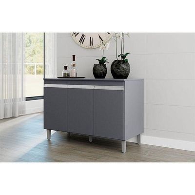 Balcão De Cozinha Manu Com Tampo 120 Cm Cinza Fosco - Ajl