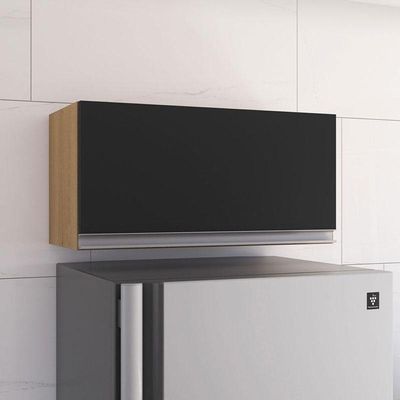 Armário Aéreo Para Cozinha Andréia 1 Porta Amendoa Preto – Ajl
