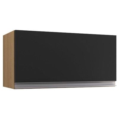 Armário Aéreo Para Cozinha Andréia 1 Porta Amendoa Preto – Ajl