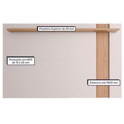 Painel Para Tv Suspenso Extensivo Ambiente Leme Off White Matte Freijó - Colibri