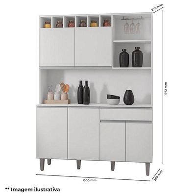 Armário Para Cozinha Kit Ambiente Alice Amêndoa Branco - Ajl