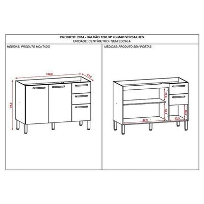 Balcão De Pia Mad Versalhes 120 Cm Freijó Supremo - Kits Paraná