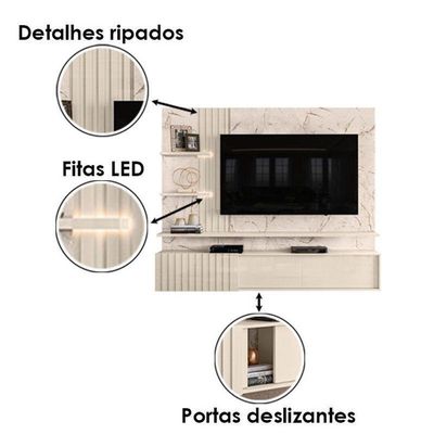 Estante Home Theater Suspenso Atena Calacata Off White – Madetec