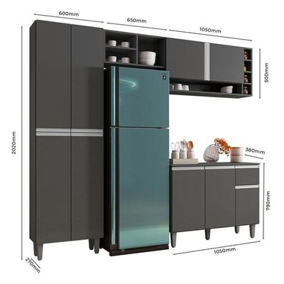 Cozinha Ambiente Vanessa Cinza Fosco - Ajl